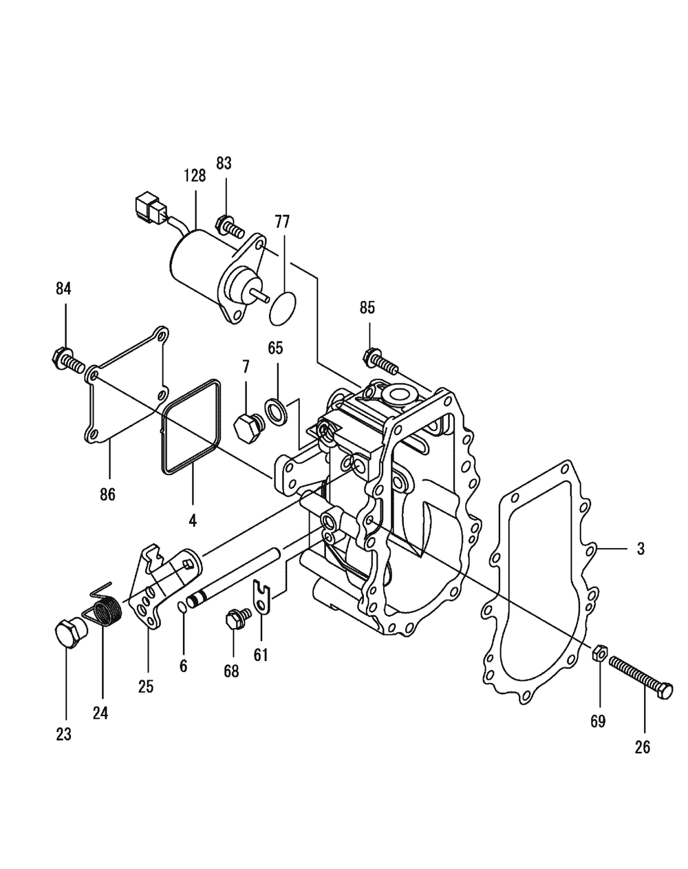 Yanmar 3tnv82a-Bdcb Governor Diagram and Parts List for S7232-D 53AY8DU8050-312HP Cub Cadet Lawn Tractor